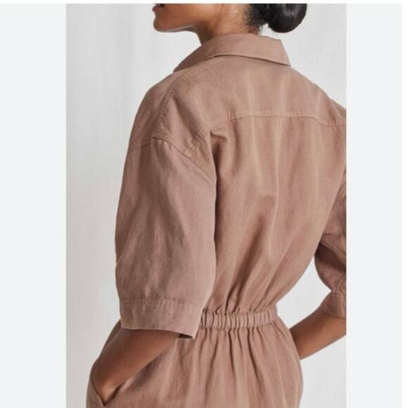 Apiece Apart Palmera Button Down Pocket Linen Cotton Mini Dress Beige EUC XS - Picture 5 of 8